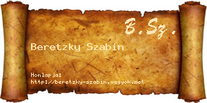 Beretzky Szabin névjegykártya